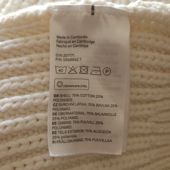 H&M Sweater Large Ivory Knitted Ribbed Chunky Cotton Preppy Cozy Beach - Picture 7 of 8